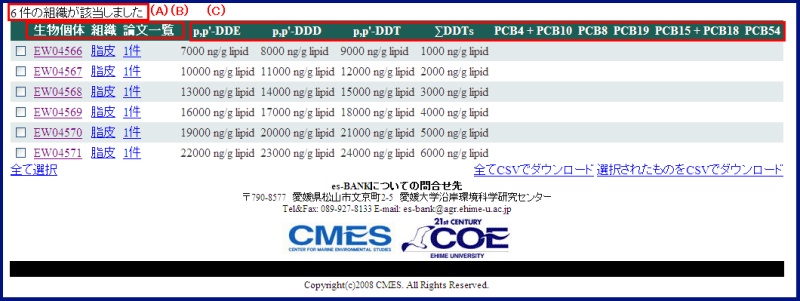 es-BANK 検索結果明細